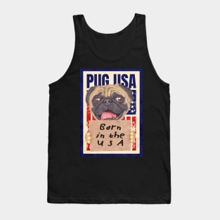 Pug Born in the USA Tank Top